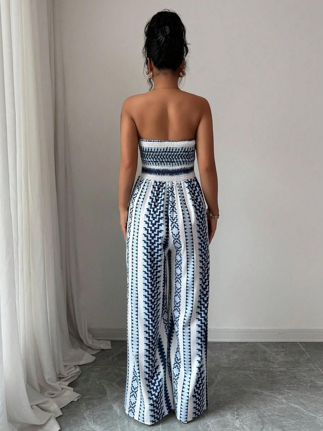 Azura Jumpsuit – Geometrischer Print mit Seitenschlitz