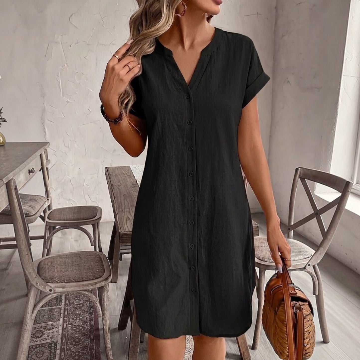Tess | Elegantes und bequemes Leinen-Hemdblusenkleid