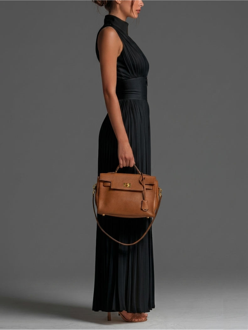 Sofia Jumpsuit | Schwarzer plissierter Overall
