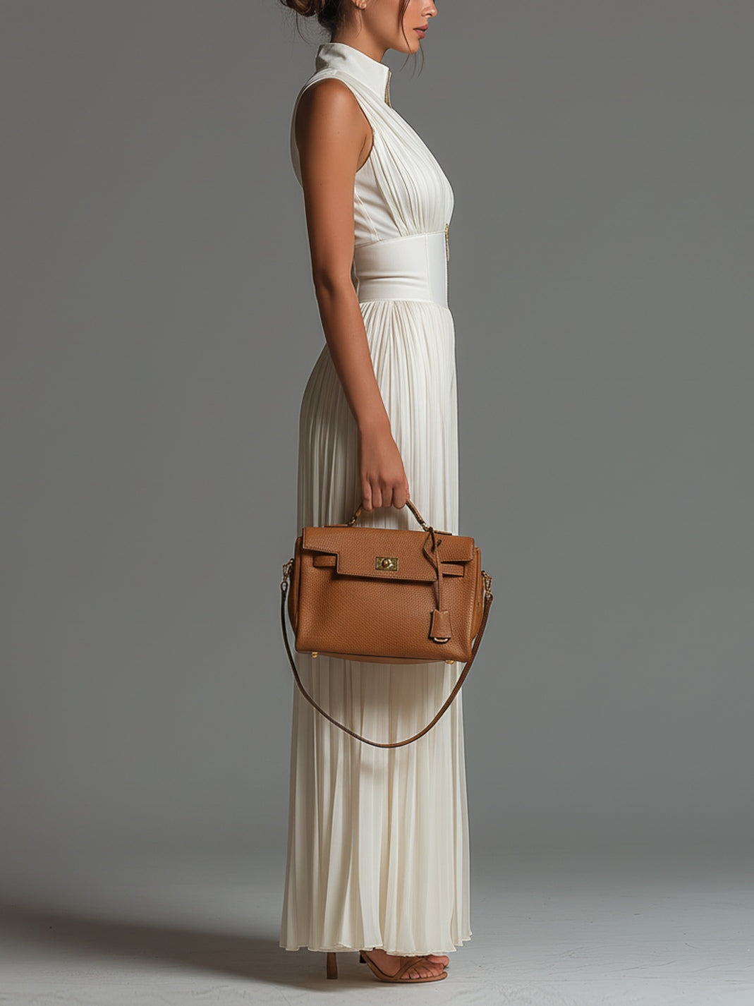 Zsófia Jumpsuit | Plissierter weißer Chiffon-Overall