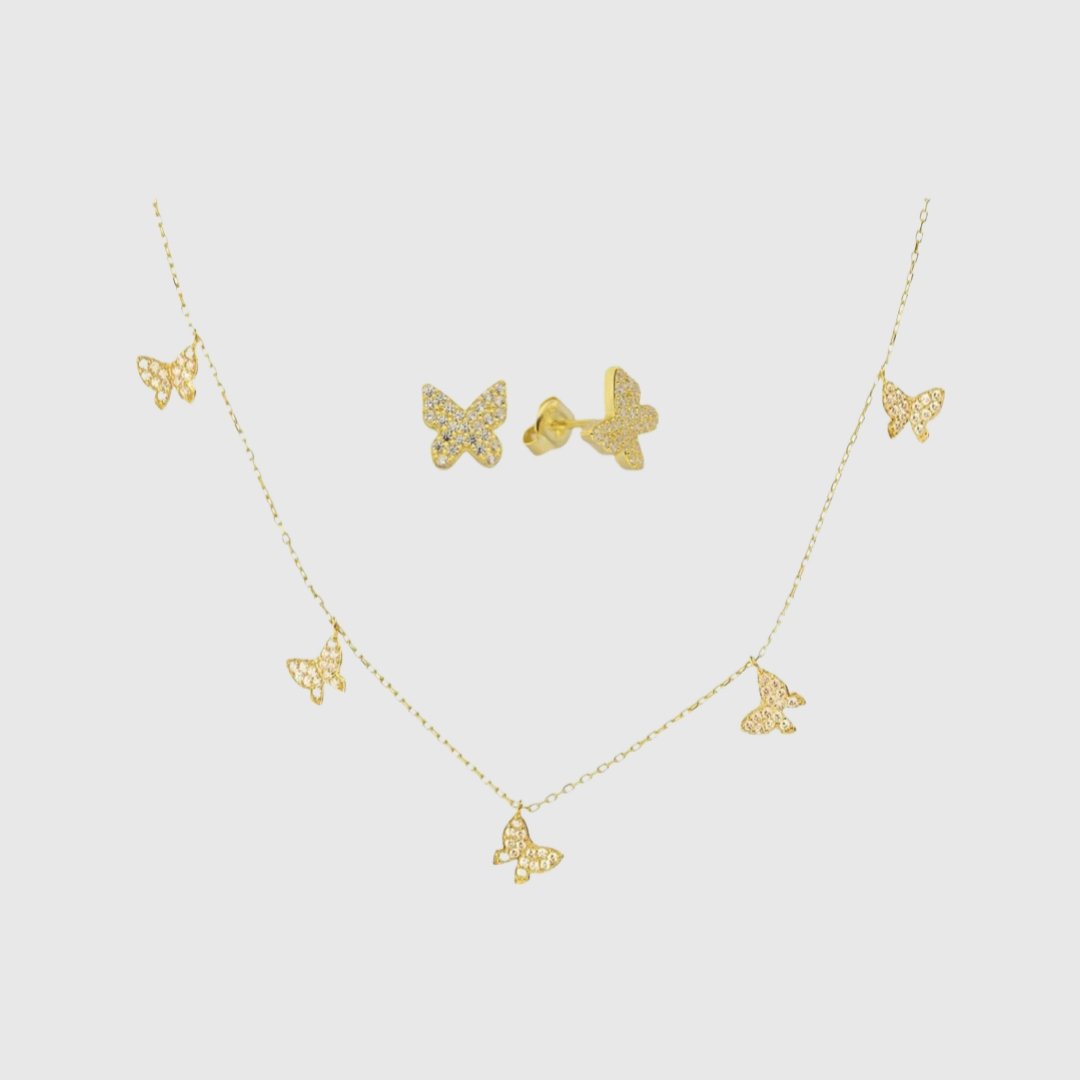 Butterfly Chain & Butterfly Ohrring Set