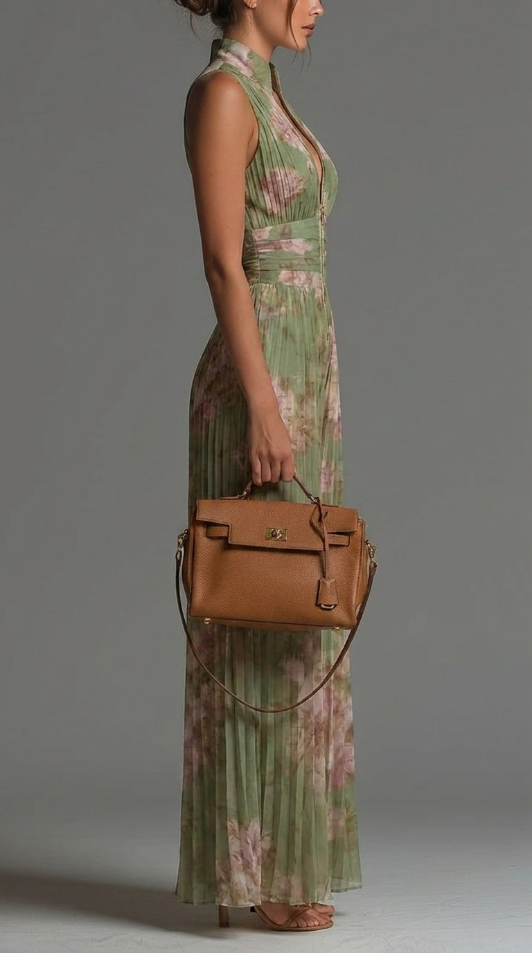 Sofia Jumpsuit | Plissierter Chiffon-Overall in Grün