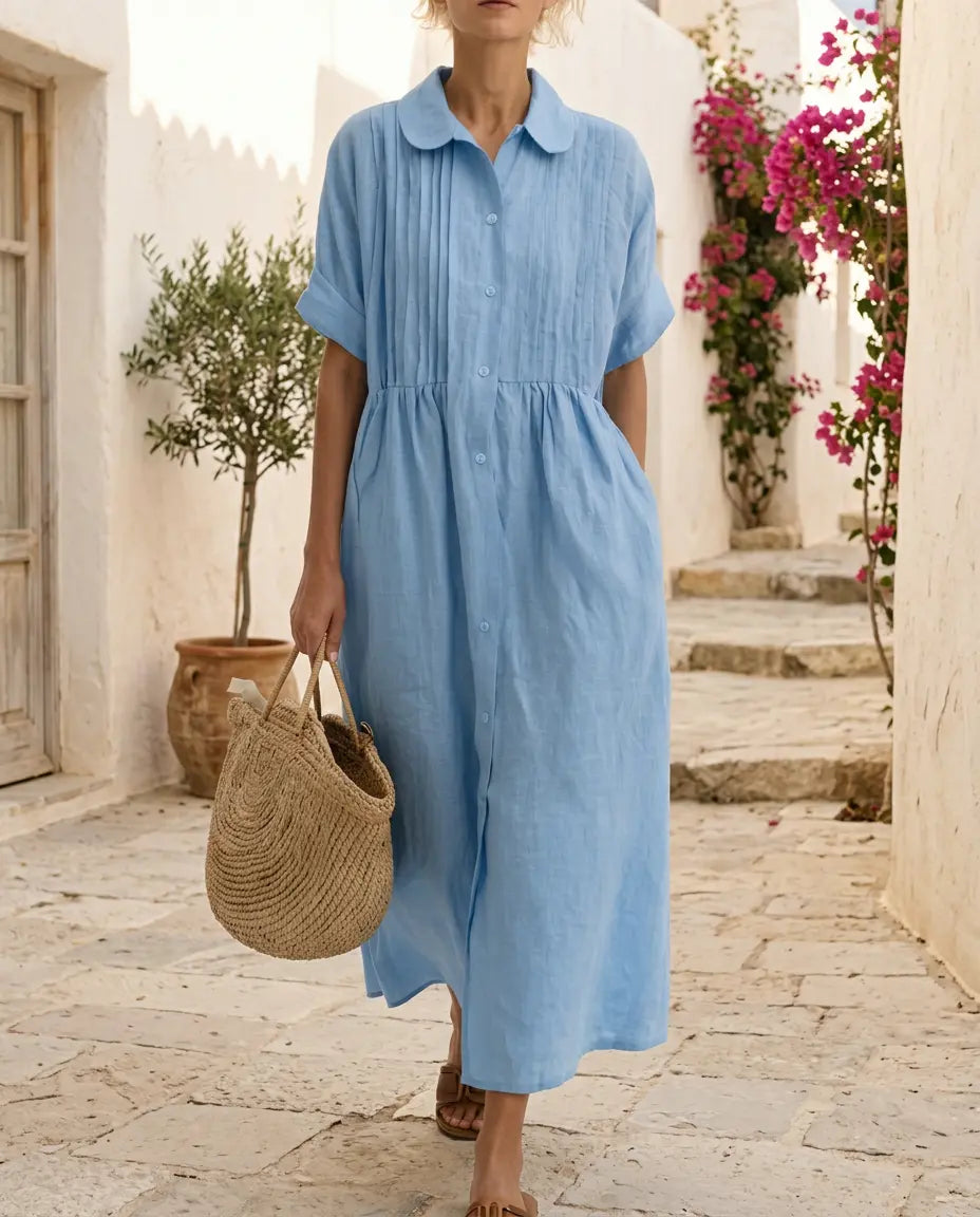 Candela | Vestido tipo camisa, aspecto de lino