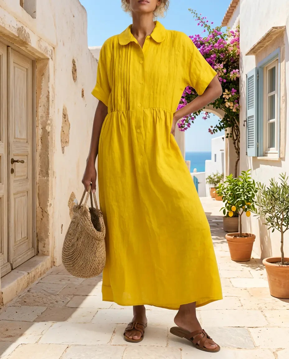 Candela | Vestido tipo camisa, aspecto de lino