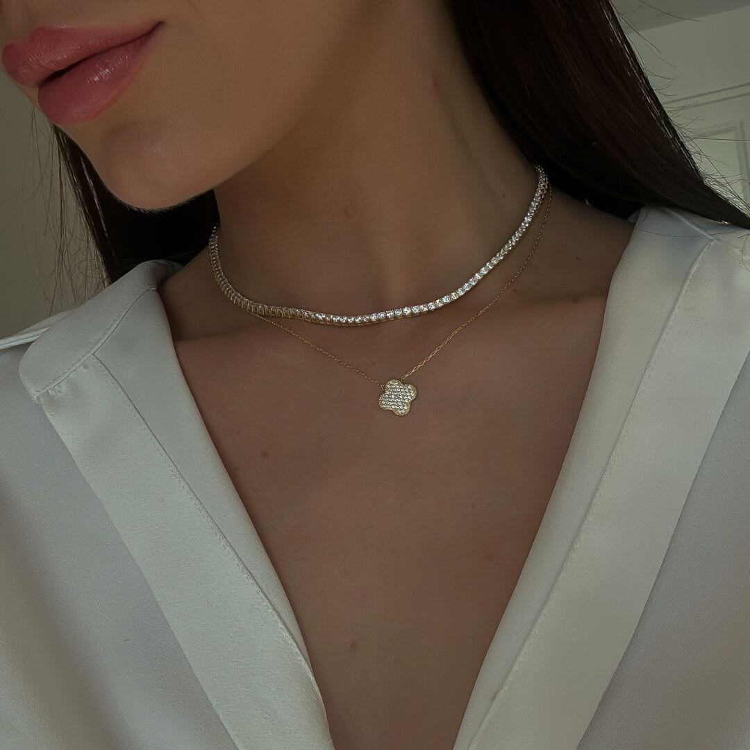 Kleeblatt Zirkonia Chain