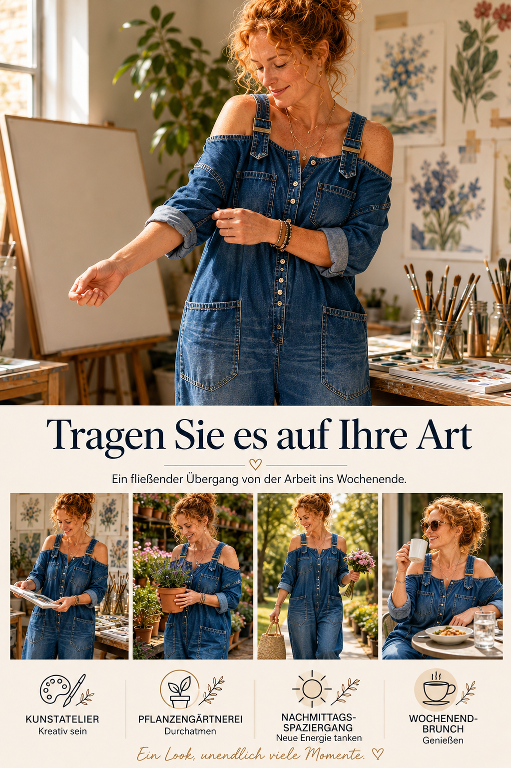 Safira - Weit geschnittener Jumpsuit mit weitem Bein und Taschen