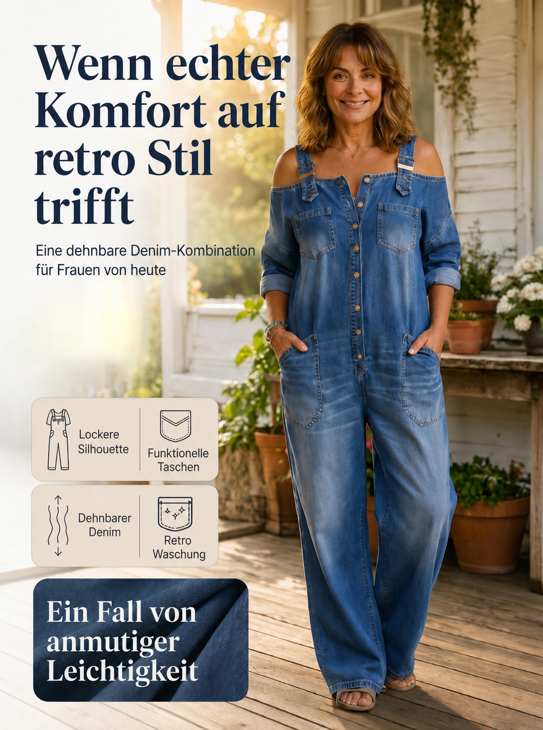 Safira - Weit geschnittener Jumpsuit mit weitem Bein und Taschen