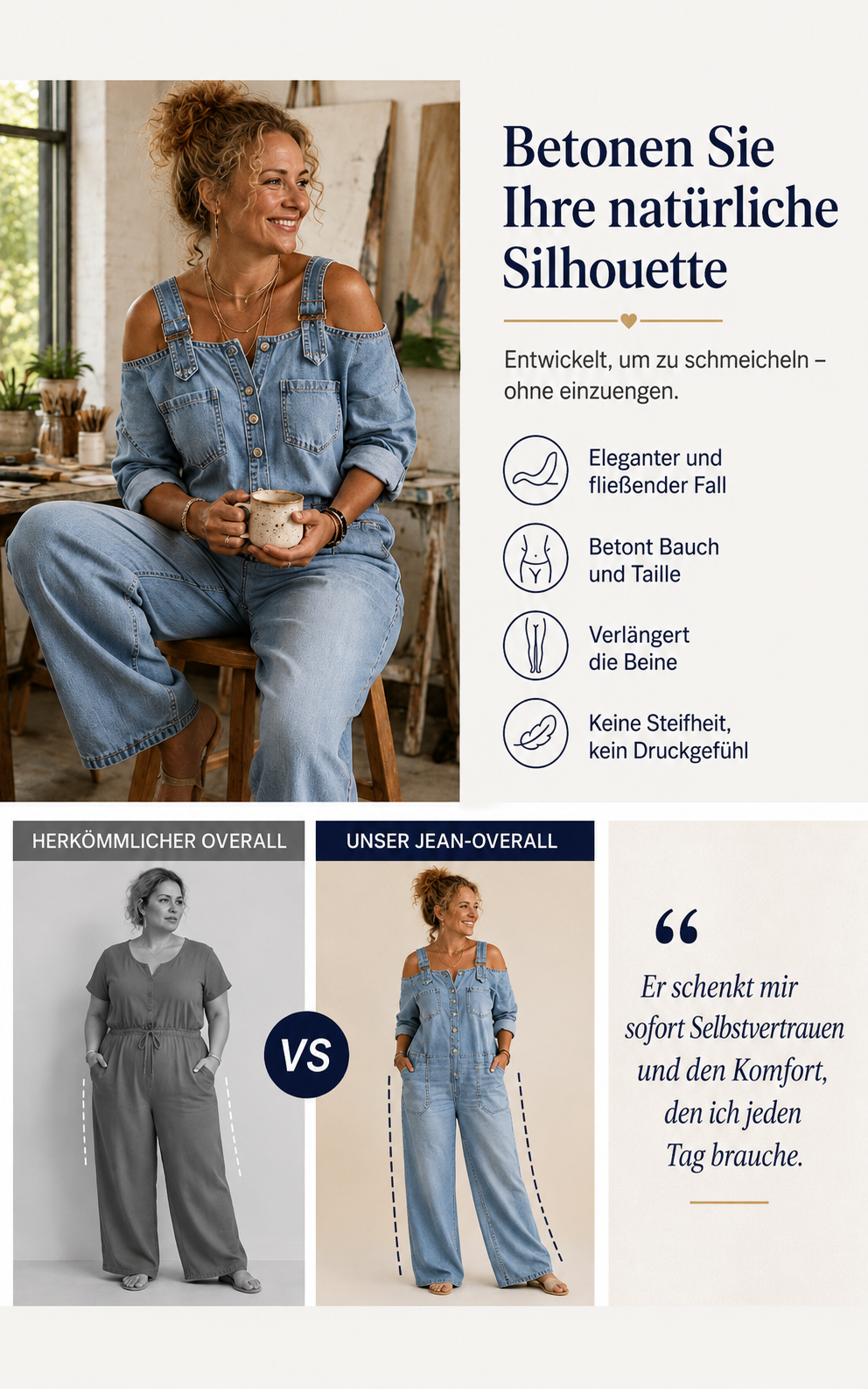 Safira - Weit geschnittener Jumpsuit mit weitem Bein und Taschen