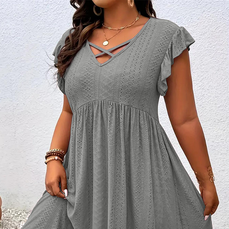 Diana - Kleid mit V-Ausschnitt und Rüschen