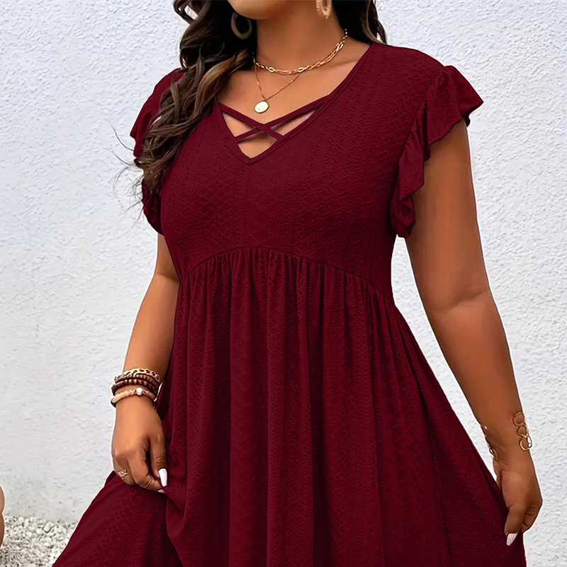 Diana - Kleid mit V-Ausschnitt und Rüschen