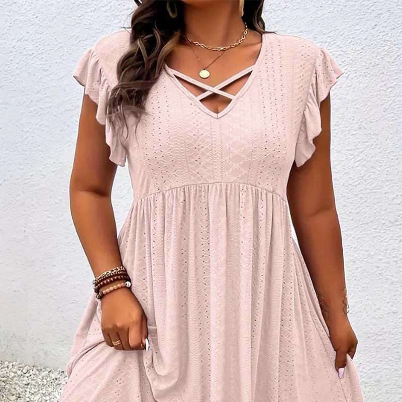 Diana - Kleid mit V-Ausschnitt und Rüschen