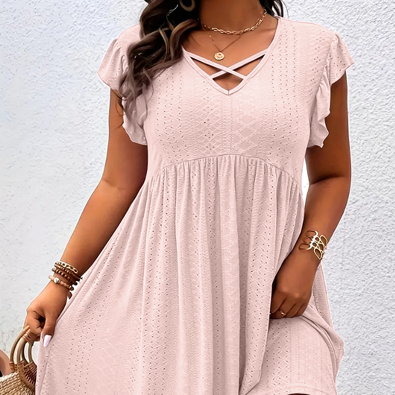Diana - Kleid mit V-Ausschnitt und Rüschen