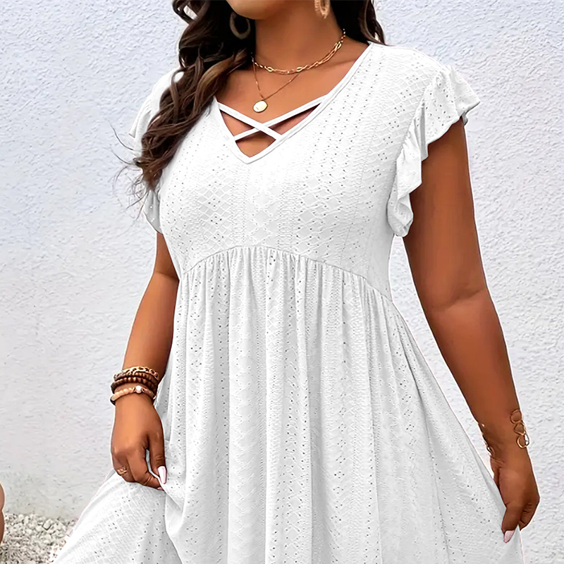 Diana - Kleid mit V-Ausschnitt und Rüschen