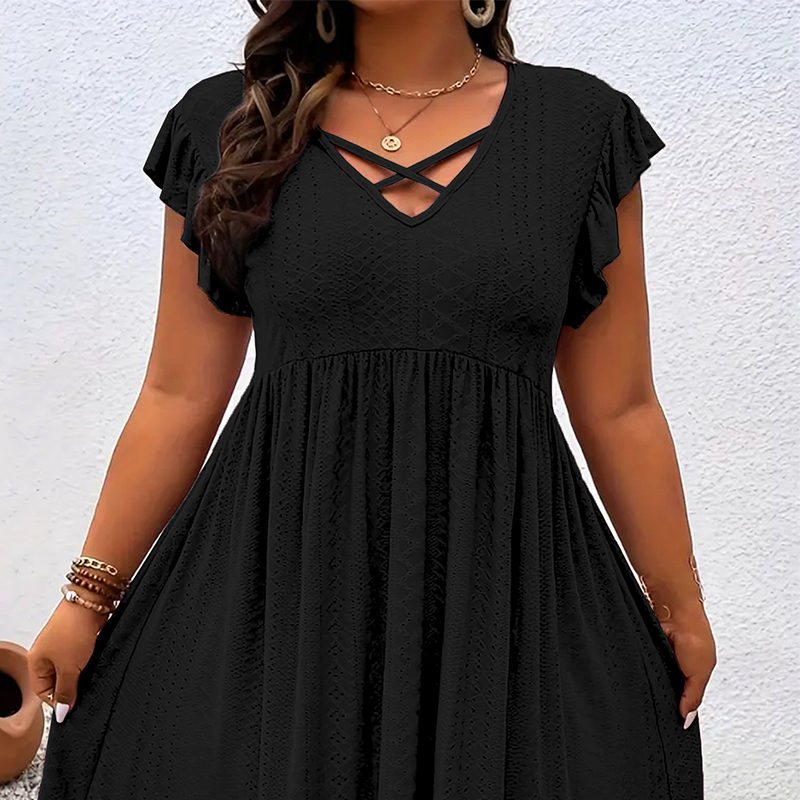 Diana - Kleid mit V-Ausschnitt und Rüschen