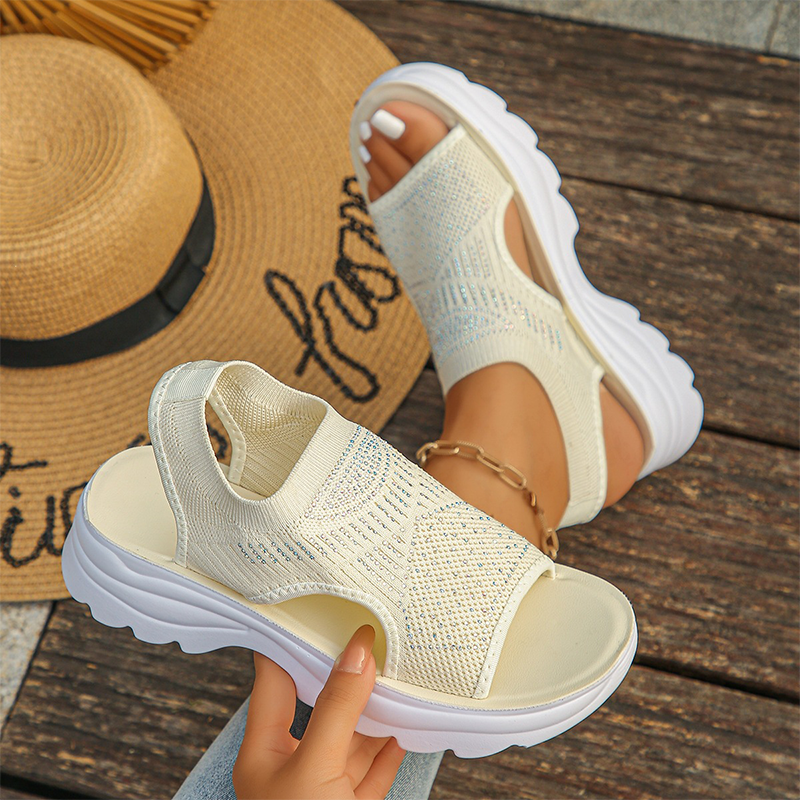 Damen-Plateausandalen aus atmungsaktivem Mesh