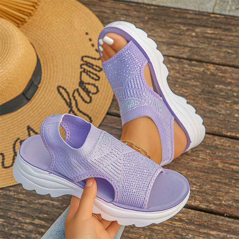 Damen-Plateausandalen aus atmungsaktivem Mesh