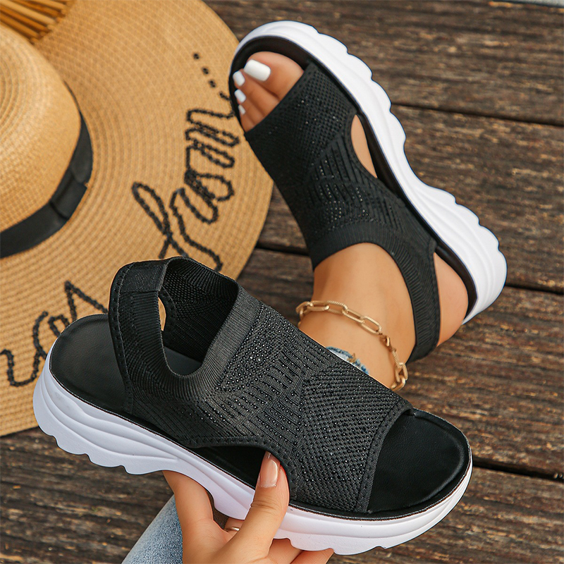 Damen-Plateausandalen aus atmungsaktivem Mesh
