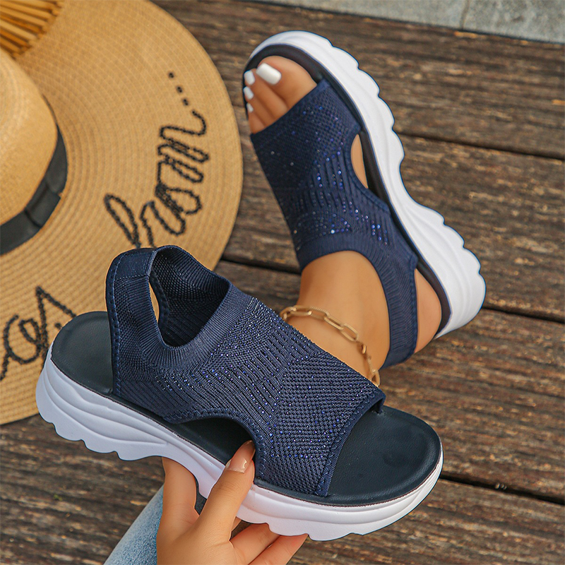 Damen-Plateausandalen aus atmungsaktivem Mesh