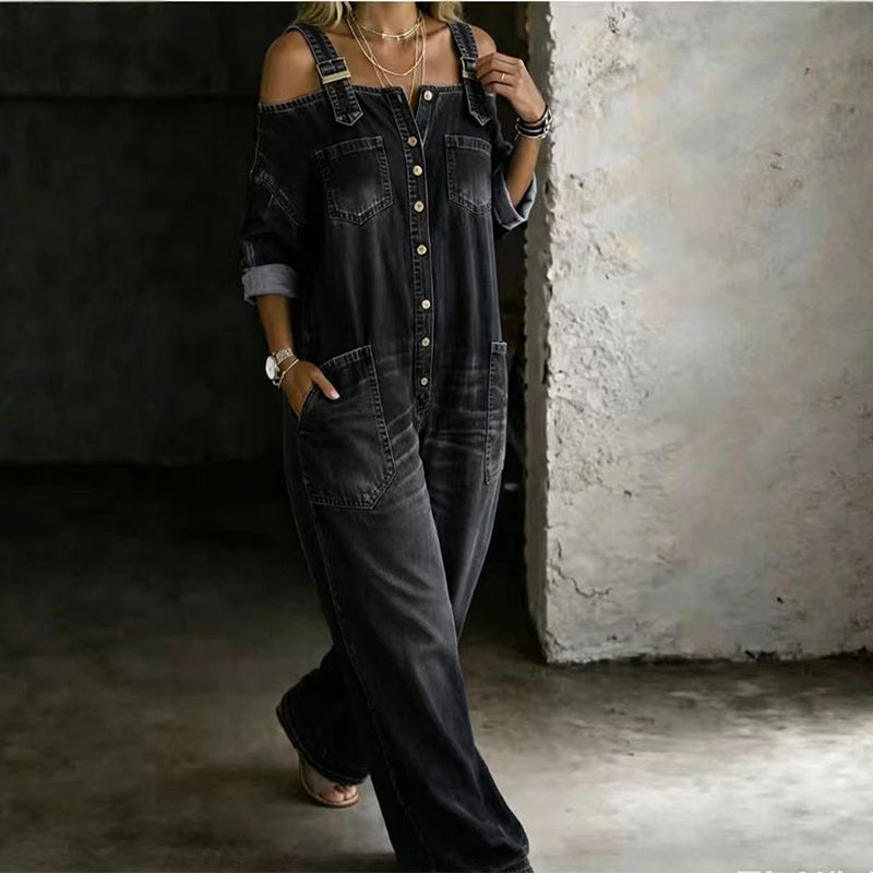 Safira - Weit geschnittener Jumpsuit mit weitem Bein und Taschen